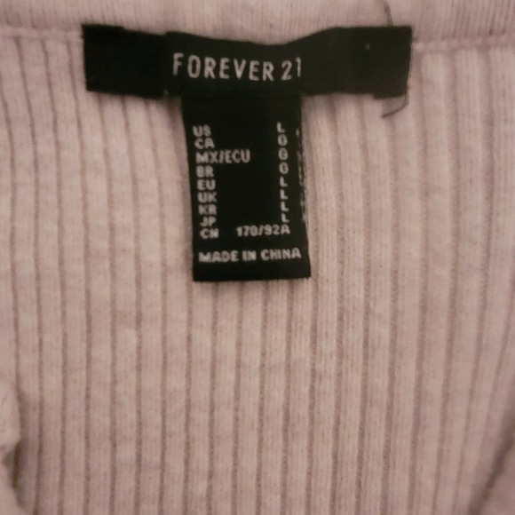 Forever 21 Crop Top Long Sleeve Womens Size Large Ribbed Sweetheart Neck Sweater - Picture 2 of 7